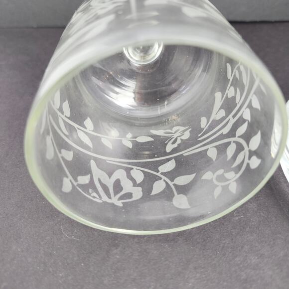 Vintage Miniature Glass Domed Butter Dish Etched Butterflies Vines Votive Candle - Picture 7 of 12